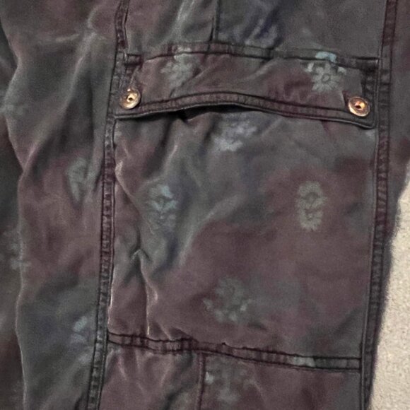 Anthropologie Cargo Jogger Pants Large Floral Print Drawstring Streetwear - Picture 7 of 11